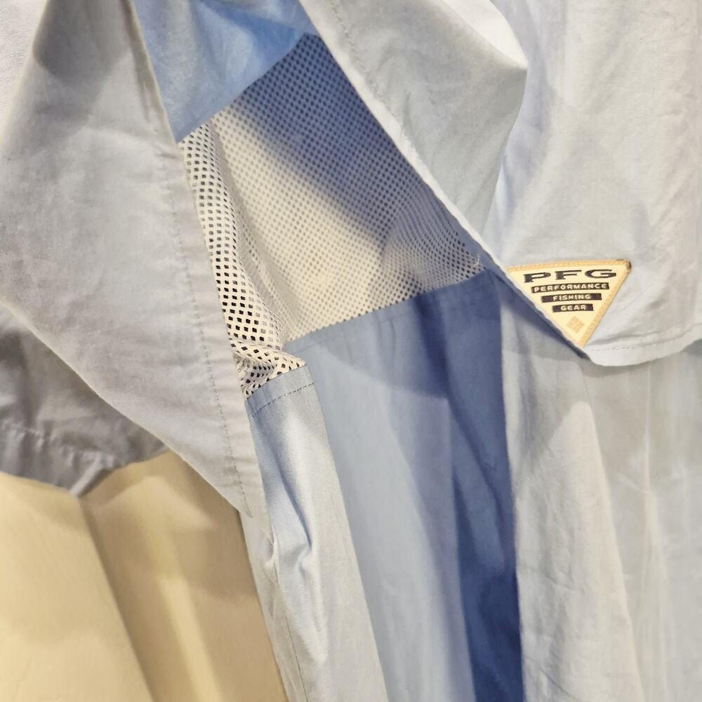 Columbia PFG Shirt Mens 2XL Blue Bonehead Fishing Short Sleeve Vent Pockets Defs - Picture 10 of 12